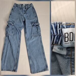 BDG Y2K Skate Cargo Jeans Baggy Womens Sz 25 Wide Leg Drapey 90s Y2K Streetwear